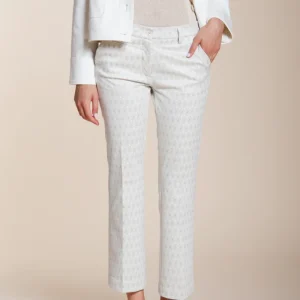 New York Trumpet pantalone chino donna in jersey fantasia rombi slim fit