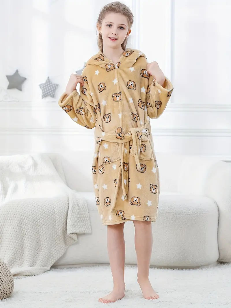 Peignoir de Bain Enfant avec Motif D'étoile D'ours Adorable