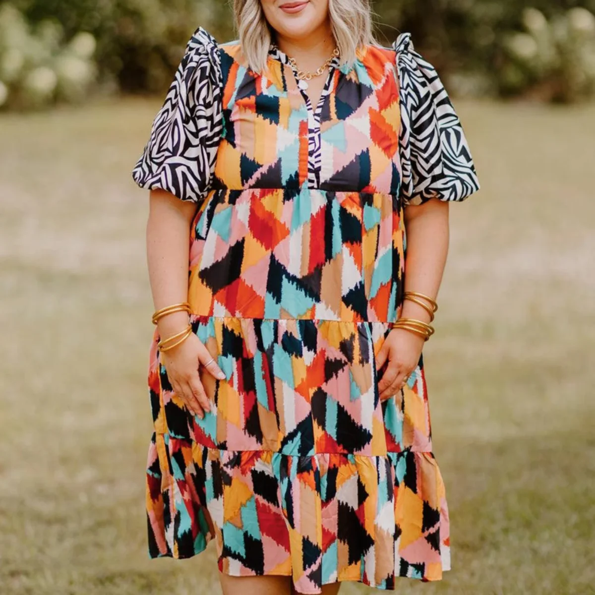 Annika | Robe femme imprimé abstrait | Midi