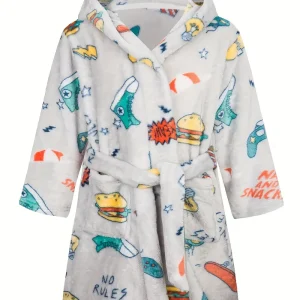 Peignoir de Bain Enfant en Polaire Gris