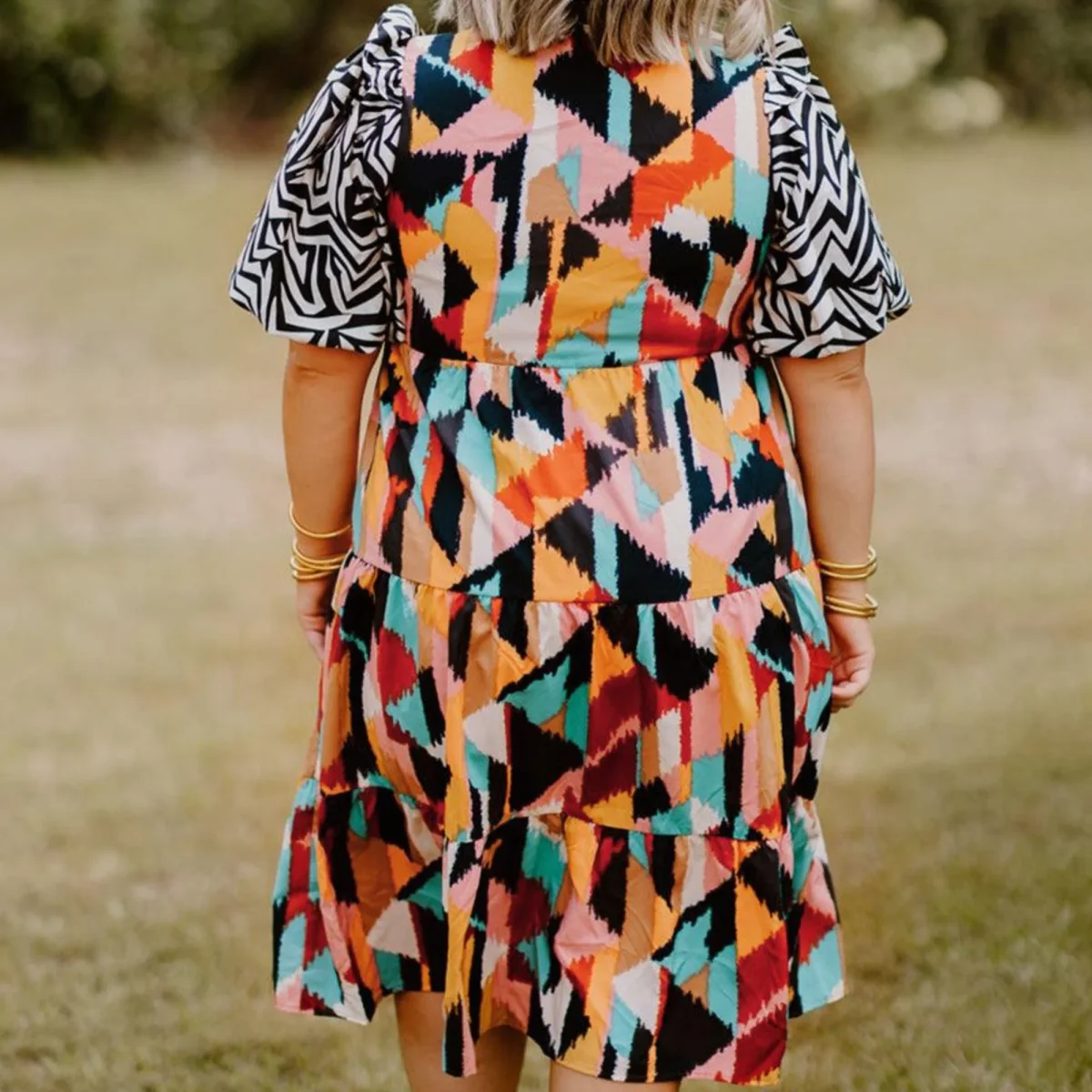 Annika | Robe femme imprimé abstrait | Midi – Image 3