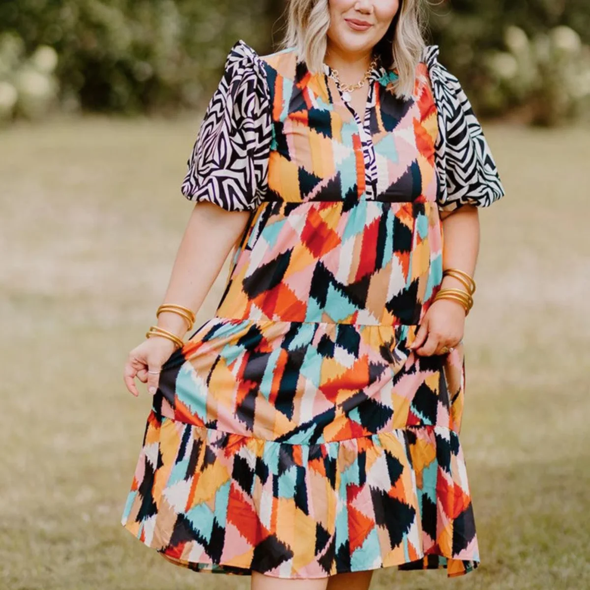 Annika | Robe femme imprimé abstrait | Midi – Image 5