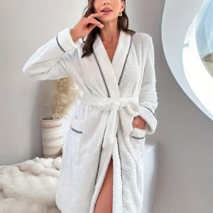 Peignoir de Bain Blanc Nid D'abeille