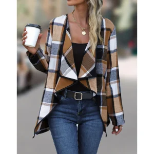 Blazer à carreaux pour femmes | Longue