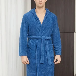 Peignoir de Bain Bleu avec Capuche