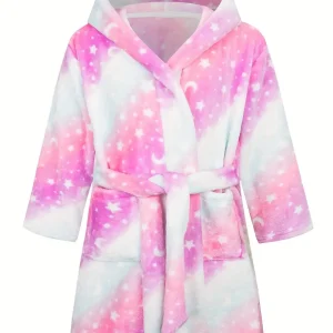 Peignoir de Bain Enfant avec Motif Étoile et Lune Dégradé