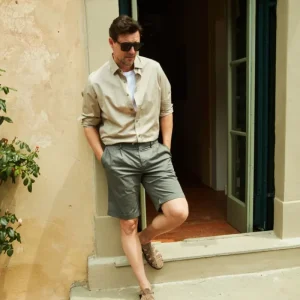 New York 2 Pinces bermuda chino uomo in twill stretch regular fit