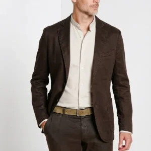 Da Vinci blazer uomo in twill di lino e cotone
