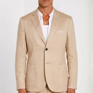 Da Vinci blazer uomo in twill di lino e cotone