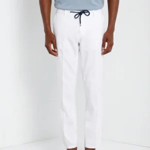 Milano Jogger pantalone chino uomo in twill di lino e cotone extra slim fit