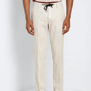 Milano Jogger pantalone chino uomo in twill di lino e cotone extra slim fit