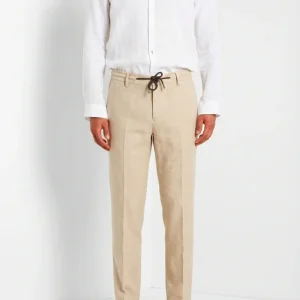 Milano Jogger pantalone chino uomo in twill di lino e cotone extra slim fit