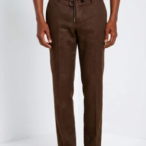 Milano Jogger pantalone chino uomo in twill di lino e cotone extra slim fit