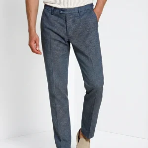 New York pantalone chino uomo in microfantasia pied de poule tinto filo regular fit