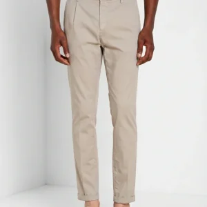 Osaka 1 Pinces pantalone chino uomo in raso di cotone e seta carrot fit ①