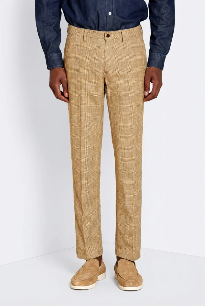Torino pantalone chino uomo stampa galles con filato moro slim fit – Image 2