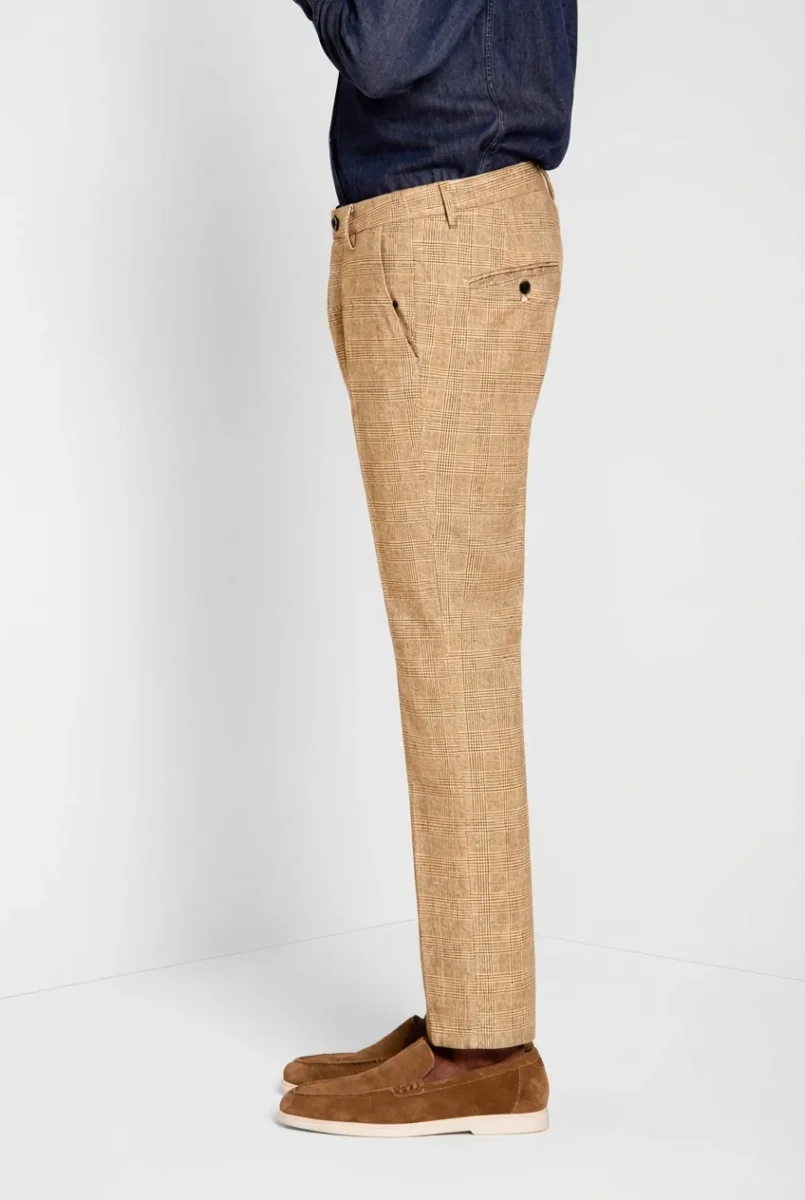 Torino pantalone chino uomo stampa galles con filato moro slim fit – Image 4