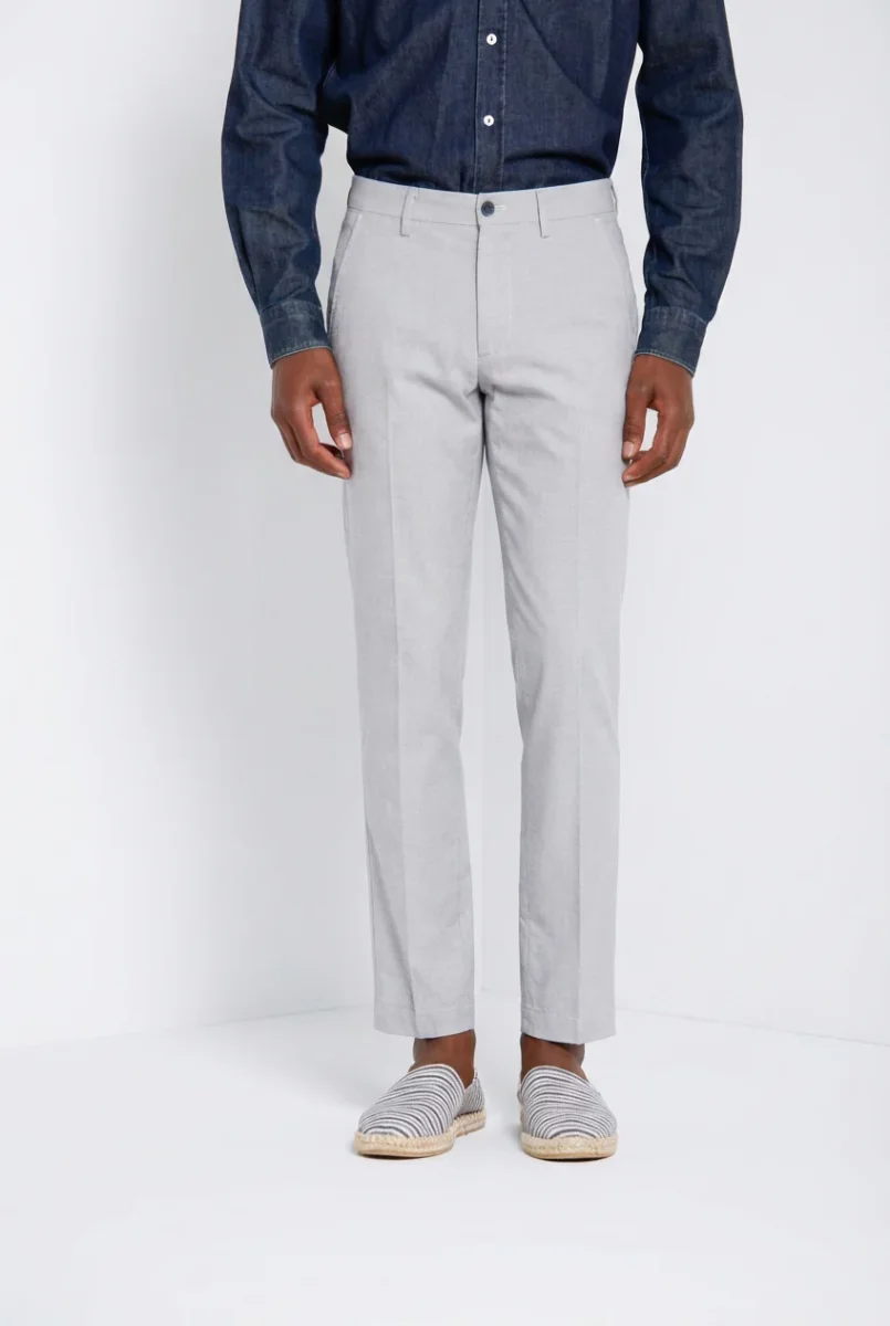 Torino pantalone chino uomo in microfantasia pied de poule tinto filo blu slim fit