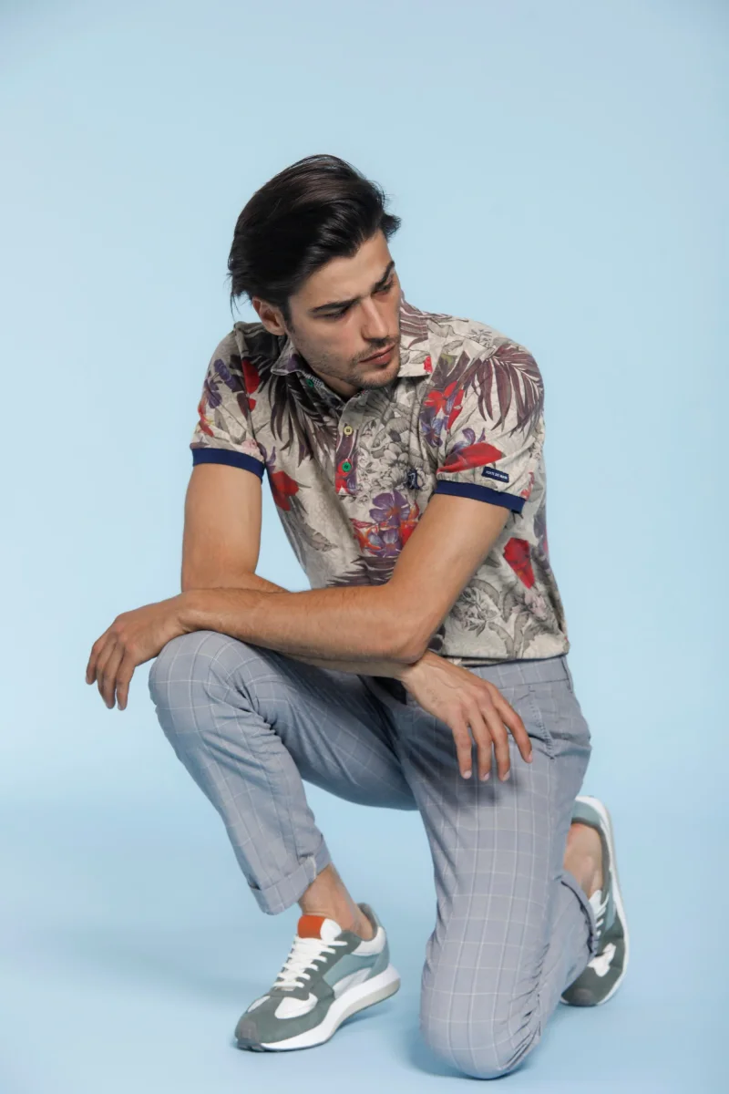 Torino Ocean pantalone chino uomo in cotone galles sfumato slim fit – Image 4