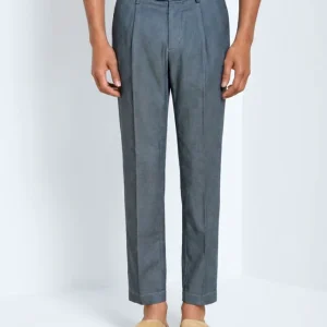 Torino 1 Pinces Flex pantalone chino uomo in occhio di pernice di cotone Prestige slim fit