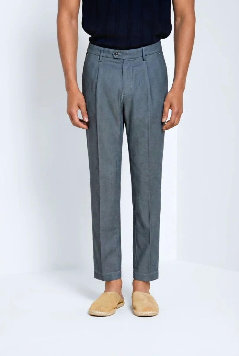 Torino 1 Pinces Flex pantalone chino uomo in occhio di pernice di cotone Prestige slim fit