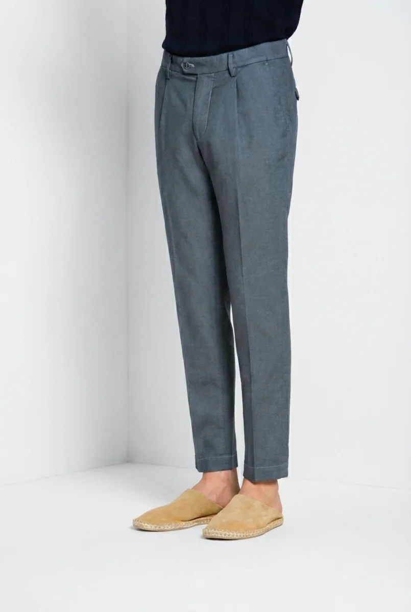 Torino 1 Pinces Flex pantalone chino uomo in occhio di pernice di cotone Prestige slim fit – Image 7