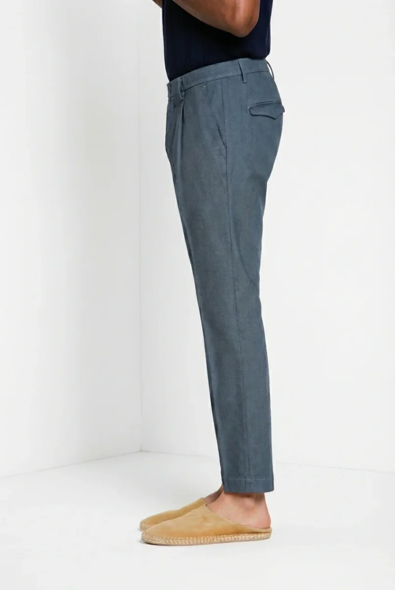 Torino 1 Pinces Flex pantalone chino uomo in occhio di pernice di cotone Prestige slim fit – Image 4