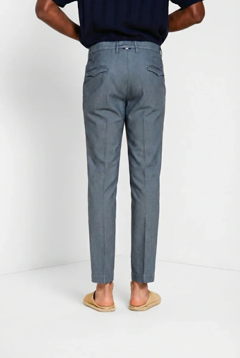 Torino 1 Pinces Flex pantalone chino uomo in occhio di pernice di cotone Prestige slim fit – Image 6