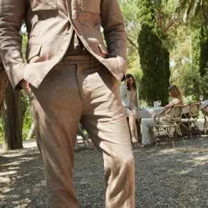 Boston pantalone chino uomo in denim trama diagonale relaxed fit