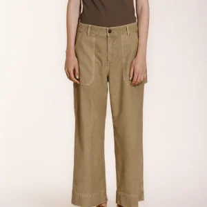 Dallas Wide pantalone cargo donna in cotone fiammato straight fit