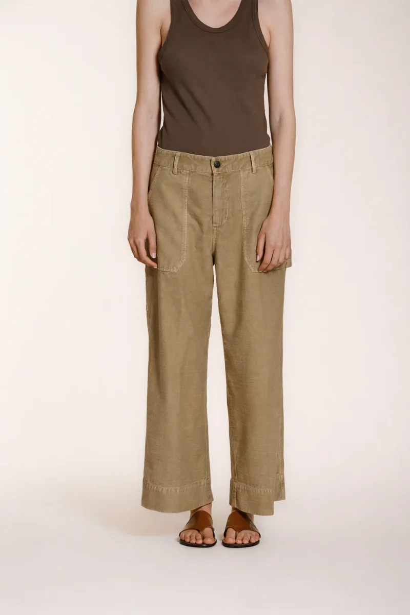 Dallas Wide pantalone cargo donna in cotone fiammato straight fit – Image 2