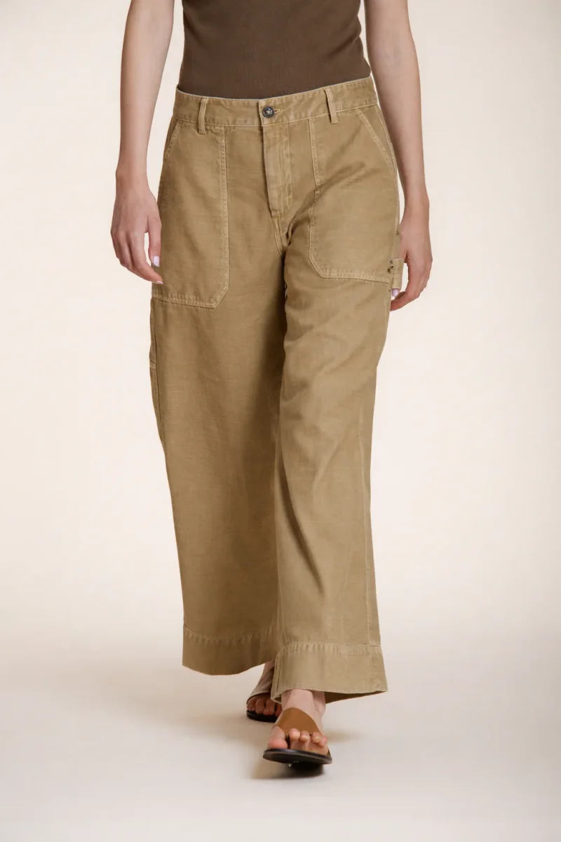Dallas Wide pantalone cargo donna in cotone fiammato straight fit – Image 5