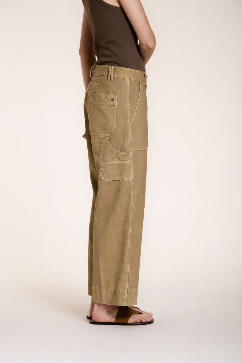 Dallas Wide pantalone cargo donna in cotone fiammato straight fit – Image 6