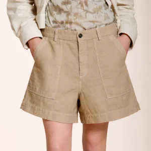 Dallas bermuda cargo donna in cotone fiammato relaxed fit