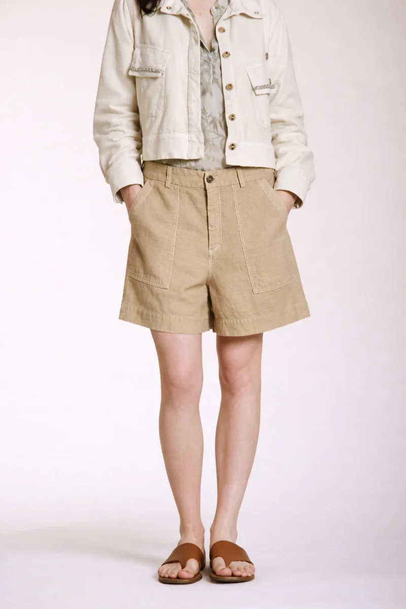 Dallas bermuda cargo donna in cotone fiammato relaxed fit – Image 6