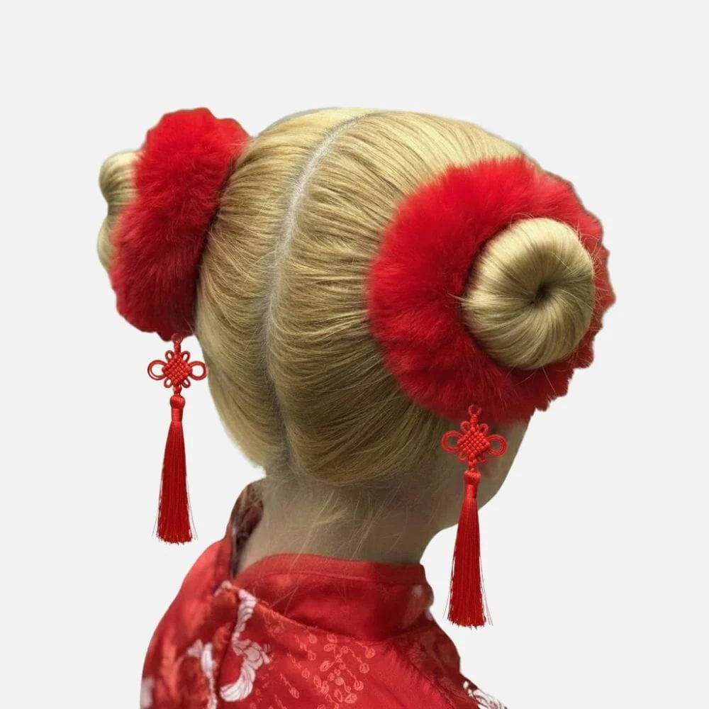 Chouchou Petite Fille Rouge | Fourrure & Pompons – Image 4
