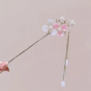 Accessoire Cheveux Kimono Femme | Fleurs Laiton et Gouttes Opalescentes