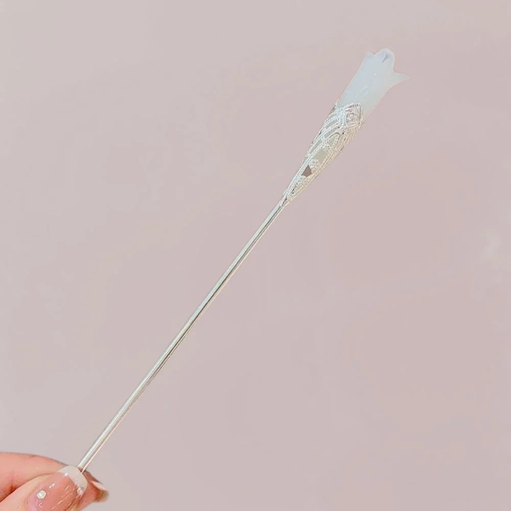 Épingle Kimono Femme | Bouton de Fleur Sculpté en Blanc Givré