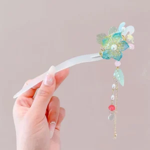 Ornement Kimono Femme | Fleur Iridescente et Perles Pastel