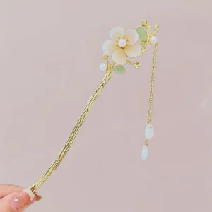 Épingle Cheveux Fleur Dorée | Élégance Florale Asiatique