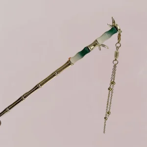 Peigne Kimono Femme | Éclat de Bambou et Chaîne Dorée