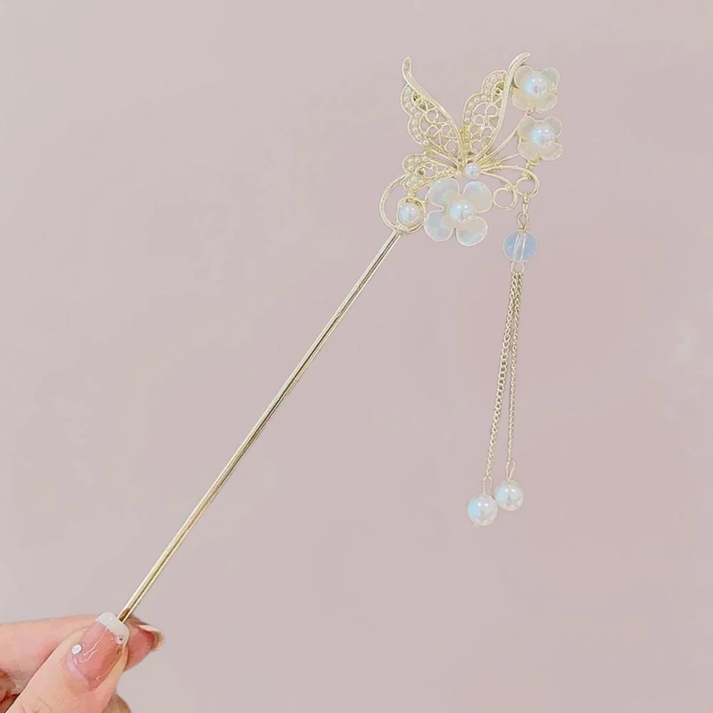 Bijou Cheveux Kimono Femme | Papillon Doré et Fleurs Nacrées – Image 2