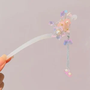 Peigne Kimono Femme | Bouquet Rosé et Nœuds Cristal