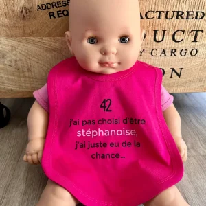 Bavoir fille rose personnalisable
