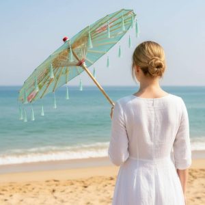 Japon Parapluie Bleu | Finition Franges