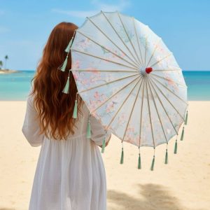 Ombrelle Anti Uv Pour Femme Bleu | Motifs Floraux & Soie