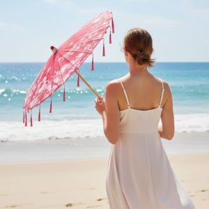 Wagasa Fleurie Rose | Motifs Floraux & Finition Franges