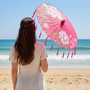 Ombrelles Japonaises Papier Rose | Motifs Floraux & Soie