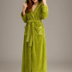 Peignoir à Capuche en Éponge Longue et Épaisse