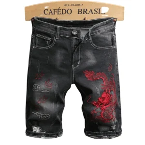 Short Jean Noir Dragon Rouge